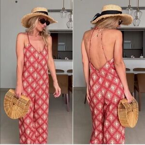 ZARA BLOGGERS FAVORITE NWT TERRACOTTA PRINT JUMPSUIT